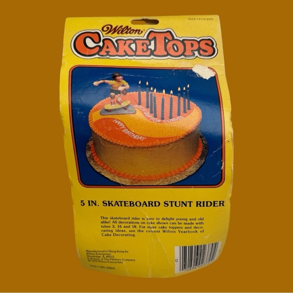 Wilton Other - Vintage Wilton Cake Topper Skateboard Stunt Rider Skateboarder 1979 70s